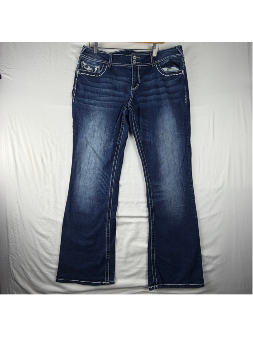 Vanity Original Bootcut Flare Jeans 32W 33L Embroidered Rhinestone Cowgirl Y2K